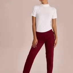 Go Colors! Maroon Mid Rise Pants image 1