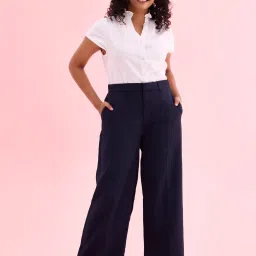 Go Colors! Navy Mid Rise Flared Pants image 1
