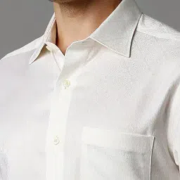 Louis Philippe Cream Cotton Regular Fit Shirt image 4