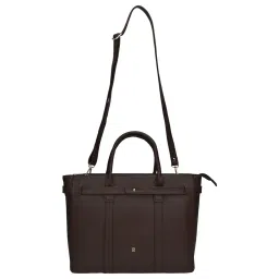 Horra Dark Brown Solid Laptop Handbag image 1