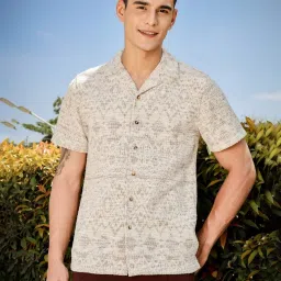 Thomas Scott Maroon Regular Fit Self Design Shirt image 1