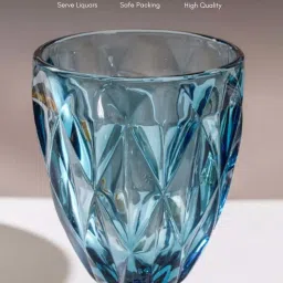 Nestasia high quality blue Crystal Textured red wine Glasswareset with Stem(Set Of 6, each 300 ml) image 5