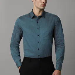 Louis Philippe Green Cotton Slim Fit Printed Shirt image 1