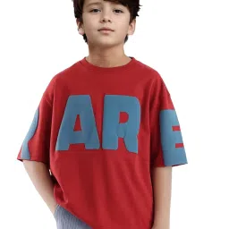Rare Ones Boys Red Cotton Printed T-Shirt image 1