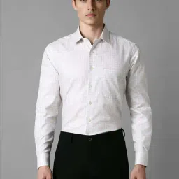 Louis Philippe White Cotton Slim Fit Checks Shirt-picture-36