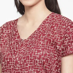 Secret Wish Maroon Printed Nighty image 5