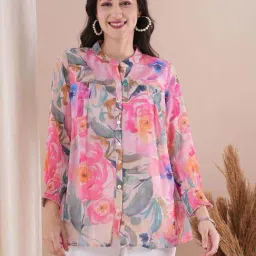 Fashor Pink Floral A-Line Kurti-image-79