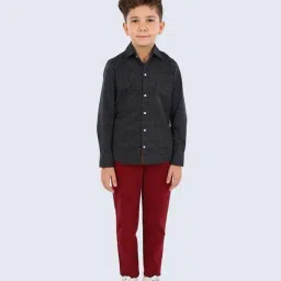 One Friday Kids Black Checks Regular Fit Shirt-image-96