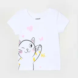 Juniors by Lifestyle White Cotton Printed T-Shirt-image-21