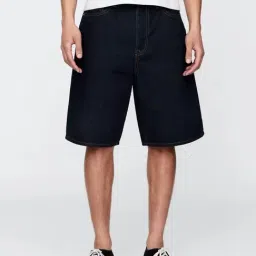 GAP Dark Blue Cotton Regular Fit Solid Mid Rise Shorts-picture-15