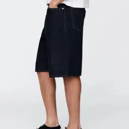 GAP Dark Blue Cotton Regular Fit Solid Mid Rise Shorts image 3