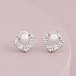 Kushal's Fashion Jewellery White Rodium Trendy Zircon Earrings for Women-image-56