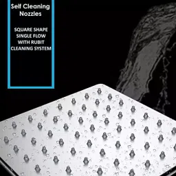 RN Zara 100x100 mm Square Stainless Steel Silver Wall Mount Seamless Edges Overhead Shower Without Arm, RN6551100A image 5