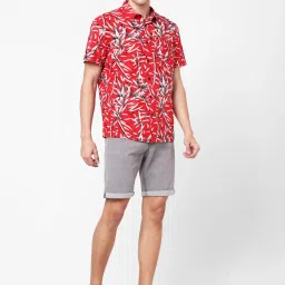 celio celio* Red Regular Fit Printed Cotton Shirt image 5