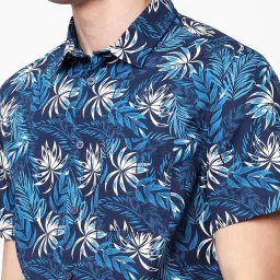 celio celio* Blue Regular Fit Printed Cotton Shirt image 4