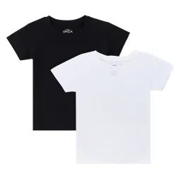 Dyca Kids White & Black Solid T-Shirt (Pack Of 2) image 1
