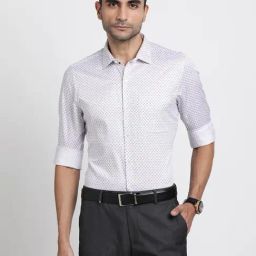Turtle Off White Cotton Slim Fit Printed Shirt-picture-46