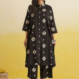 GOODHAND Printed Pure Cotton Mandarin Collar Neck Tunic With Trouser image 1