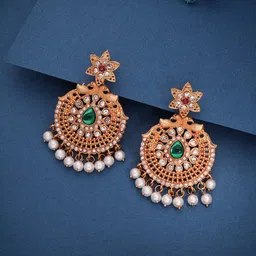 Anouk Gold-Plated Artificial Stones And Beads Beaded Contemporary Shaped Drop Earrings-picture-20