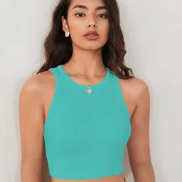 TOOCHKI Women Round Neck Ribbed Tank Crop Top-image-99