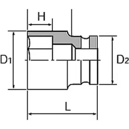 Ktc Semi-Deep Impact Socket 34 mm OL 9.5 mm Sq. Drive, BP3M-07T image 2