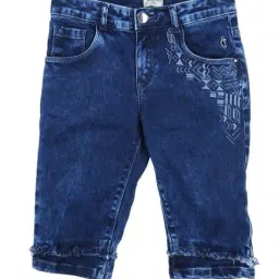 Gini & Jony Kids Blue Solid Pedal Pusher-picture-34