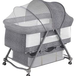 House of Quirk Foldable Adjustable & Breathable Cradle Crib Baby Rack - Grey-picture-1