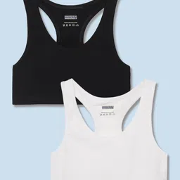 Mackly Pack Of 2 Solid Training Bras - Black & White image 1