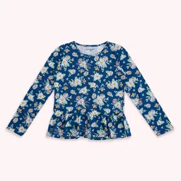 Pantaloons Junior Full Sleeves Floral Printed Top - Royal Blue-picture-18