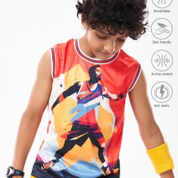 Pine Active Sleeveless Printed Basketball T-Shirt - Multicolour-picture-34