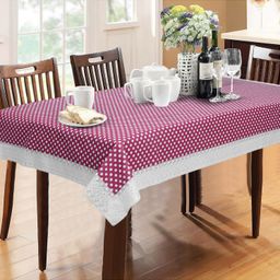 Dakshya Industries PVC Waterproof 6 Seater Dining Table Cover - Pink-picture-30
