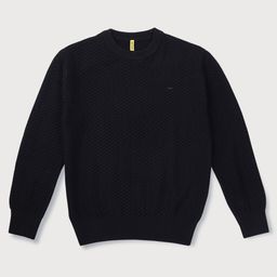 GINI & JONY Woven Full Sleeves Pullover Sweater With Solid Colour - Black-picture-32