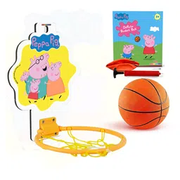 Wembley Toys Peppa Pig Basket Ball for Kids Boys Girls Basketball Set with Deflated Ball, Hoop, Hanging Board & Pump Indoor Outdoor Games Birthday Gift for Children Multicolor-image-26