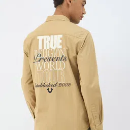True Religion Men Regular Fit Spread Collar Typography Printed Cotton Casual Shirt image 4