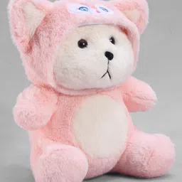 Babyhug 35cm Fiber Filled Plush Hooded Teddy Bear Soft Toy - Pink| for Toddler Gifting| Boys & Girls| Stuffed Animal| Baby Safe| Cuddle & Travel Partner| Super Soft Fabric - Height 35 cm image 2
