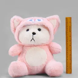 Babyhug 35cm Fiber Filled Plush Hooded Teddy Bear Soft Toy - Pink| for Toddler Gifting| Boys & Girls| Stuffed Animal| Baby Safe| Cuddle & Travel Partner| Super Soft Fabric - Height 35 cm image 3