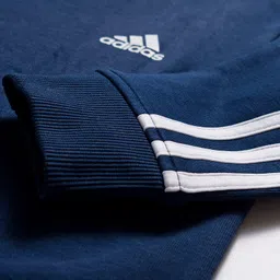 ADIDAS KIDS Cotton Knit Full Sleeves Sweatshirt With Tape Detailing - Navy Blue image 5
