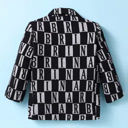 Dapper Dudes Full Sleeves Alphabets Printed Blazer With Tee & Pant Set - Black image 5