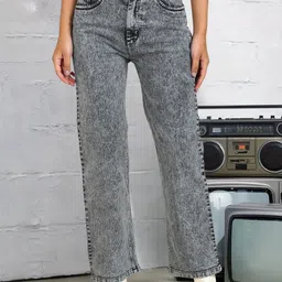 DressBerry Women Comfort Boyfriend Fit High-Rise Heavy Fade Acid Wash Stretchable Jeans-picture-15