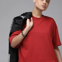 Roadster Women Drop-Shoulder Sleeves Boxy T-shirt-image-71