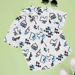 Pantaloons Junior Boys Bright White Cotton Printed Shirts-picture-24
