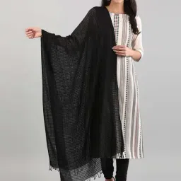 Aurelia Black Cotton Chequered Dupatta-image-50