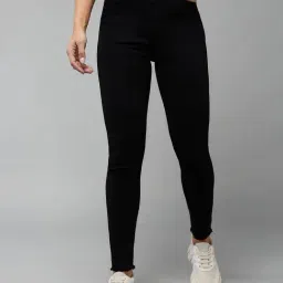 DOLCE CRUDO Black Denim Skinny Fit High Rise Jeans-picture-16