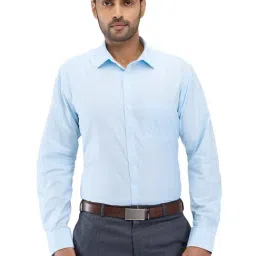 Park Avenue Blue Slim Fit Striped Shirt-image-66