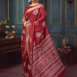 Saree Mall Red Silk Self Saree with Blouse Piece-picture-25