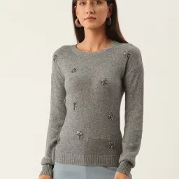 Zoella Grey Melange Embellished Sweater image 1