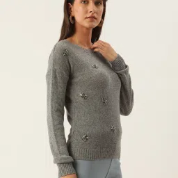 Zoella Grey Melange Embellished Sweater image 3