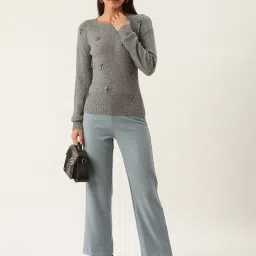 Zoella Grey Melange Embellished Sweater image 4