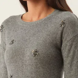 Zoella Grey Melange Embellished Sweater image 5