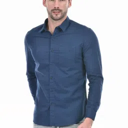 Numero Uno Navy Cotton Slim Fit Shirt image 1